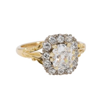Ring mit Altschliffdiamant im Kissenschliff von ca. 1 ct,