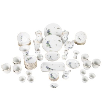 MEISSEN, 65-tlg. Kaffee-, Tee- und Mokkaservice f. 6-12 Personen 'Indische Fels-, Blumen- und Vogelmalerei, 1. Wahl, 20. Jh.