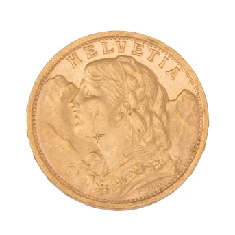 Schweiz/GOLD – 20 Francs 1927/B, Vreneli