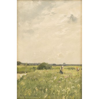 KOCHANOWSKI, ROMAN (1857-1945) "Bauer und Bäuerin auf dem Feld"