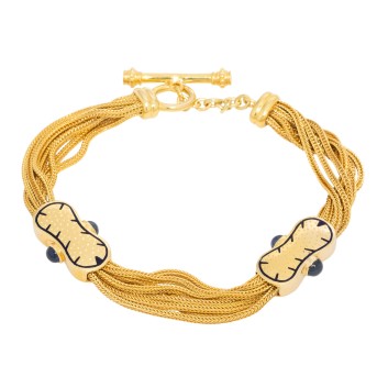 Armband mit 4 Saphircabochons und Email