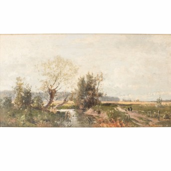WINDMAIER, ANTON (1840-1896) "Sommerliche Baumlandschaft mit Figurenstaffage"