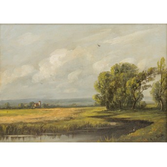 VON RÜDT, AUGUST (19./20. JH.) "Sommerlandschaft bei Ampermoching"