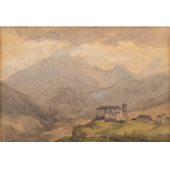 COMPTON, EDWARD THEODORE (1849-1921) "Blick auf eine alpine Ortschaft"