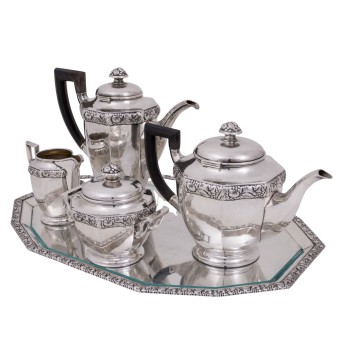 BRUCKMANN, Kaffee-/Teekern auf Tablett, 5tlg., 800 Silber, 20.Jh.,
