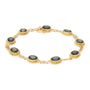 Armband mit blau-grünen Saphiren zus. ca. 9 ct,