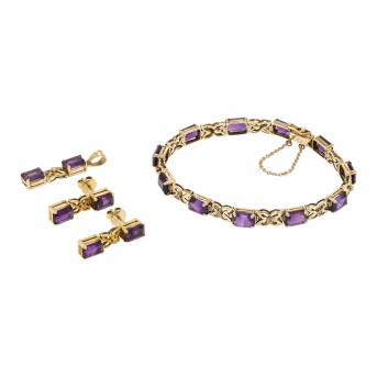 Schmuckset mit Amethysten und Brillanten