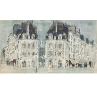 BUSSE, FRITZ (1903-1979) "Straßenszene in Paris mit Blick auf eine Kirchturmspitze"