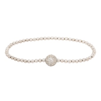 Armband mit Schmuckkugel, besetzt mit farblosen Steinen,