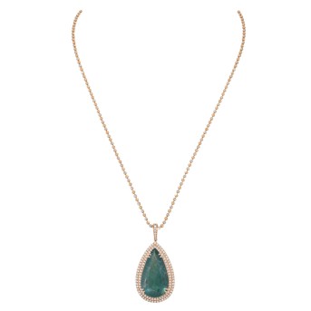 Kette mit Smaragd-Brillant-Anhänger in Tropfenform,