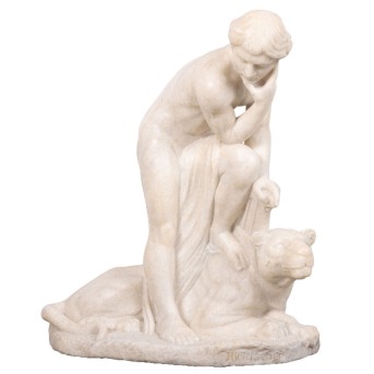 HINTERSEHER, JOSEF (1873-1955) "Sinnierender Apoll mit Löwin"
