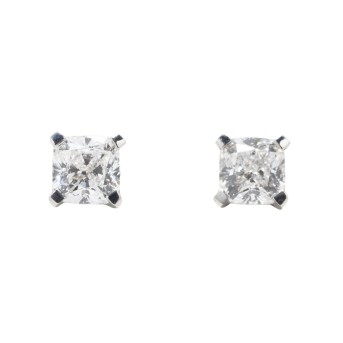 Ohrstecker mit Diamanten im quadratischen Smaragdschliff, zus. 0,80 ct,