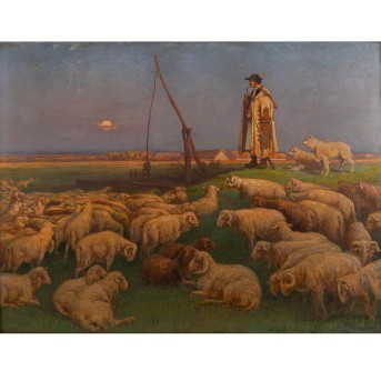 KÜNSTLER DES FRÜHEN 20. JAHRHUNDERTS "Ungarische Hirtenidylle mit Ziehbrunnen"