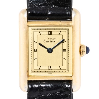 CARTIER Tank Vermeil 'Art Deco Dial' Ref 366001 Damenuhr. Ca. Ende der 80er Jahre. 