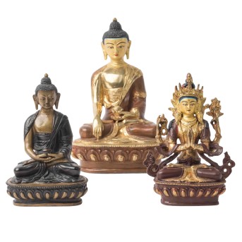 Konvolut: 3 Bronzen des Buddha. TIBET, 20. Jh.:
