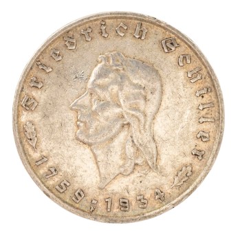 Deutsches Reich 1933/45 - 5 RM 1934/F, 175. Geburtstag von Friedrich Schiller