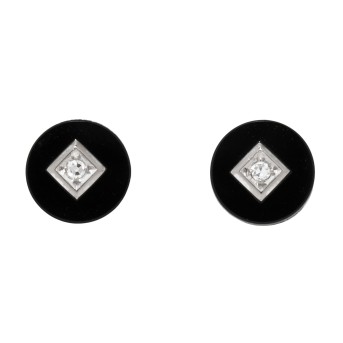 Paar Ohrstecker mit Onyx,
