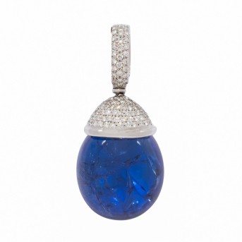 Anhänger mit feinem Tansanit-Cabochon 34,63 ct. mit Brillanten Pavé zus. 0,91 ct.