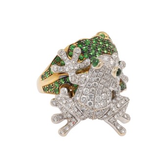 Ring "Frosch" mit Tsavoriten und Brillanten
