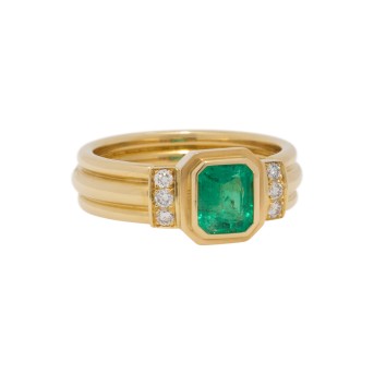 Ring mit Smaragd ca. 1 ct und Brillanten