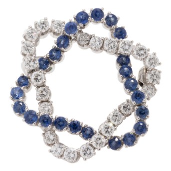 Kranzbrosche mit Saphiren und Brillanten