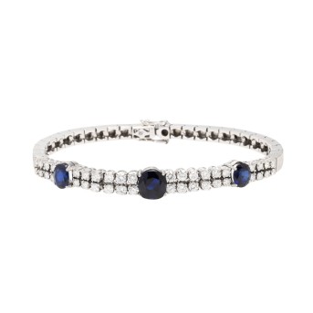 Armband mit 3 Saphiren und Brillanten,