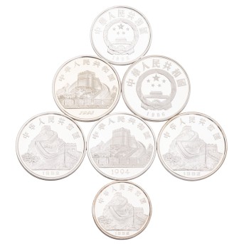 China/SILBERsammlung 6x 5 Yuan & 3 Yuan