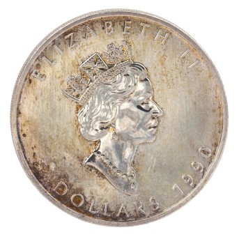 Kanada/SILBER 5 Dollars 1990 "Maple Leaf"