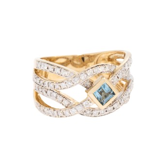 DIEMER Ring mit blauem Topas und Brillanten