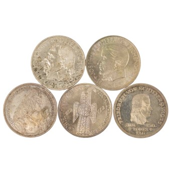 BRD Top Five - 5 x 5 DM Gedenkprägungen 1952 - 1964