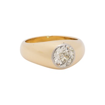 Solider Bandring mit Altschliffdiamant von ca. 2,1 ct,