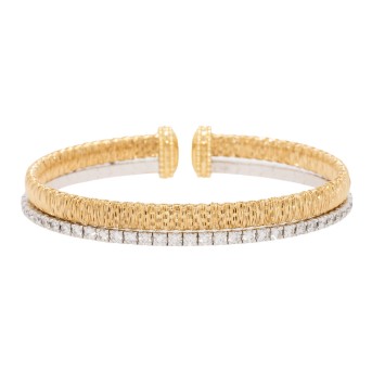 Elegante zweireihige Armspange mit 33 Brillanten zus. 1,65 ct,