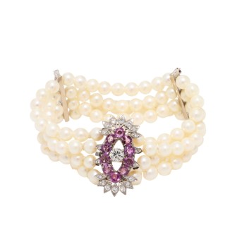 Ausdrucksstarkes Perlenarmband 4-reihig,
