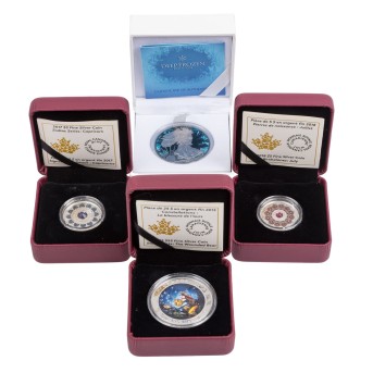 Konvolut besonderer Münzen (4): Kanada 3 Dollars 2017 und 2018 (Zodiac Serie und Birthstone