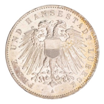 Freie und Hansestadt Lübeck/ Silber- 5 Mark 1908/A,