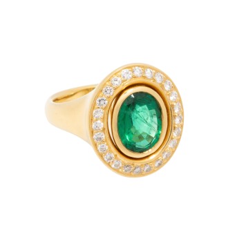 Ring mit Smaragd ca. 2,2 ct und Brillanten