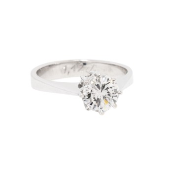 Solitärring mit Brillant ca. 1,12 ct (grav.), ca. H/P1,
