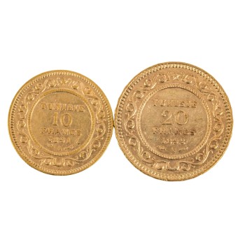 Tunesien /GOLD - 10 Fr 1891-A /20 Fr 1892-A