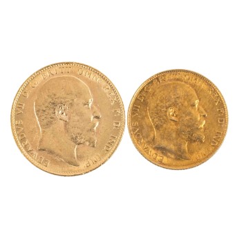 Großbritannien /GOLD - Edward VII. 1/2 Sov. 1910 / 1 Sov. 1908