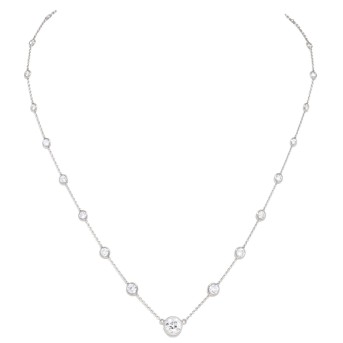 Feines Collierkettchen mit 1 Altschliffdiamant 1,0 ct. und 20 Brillanten zus. 2,75 ct.