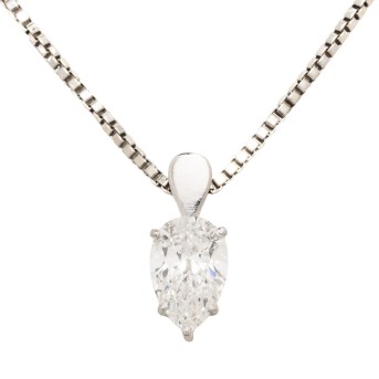 Solitär Anhänger mit Diamant im Tropfenschliff ca. 1,20 ct, 