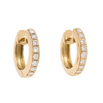 Paar Creolen, mit 16 Brillanten von zus. 0,36 ct, 