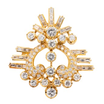 Anhänger/ Brosche mit Diamanten von zus. ca. 2,6 ct,