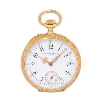 PATEK PHILIPPE Lépine Damentaschenuhr mit Guilloche-Emaille von 1899.