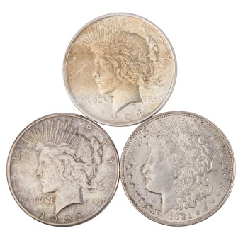 USA/Silber - 3 x 1 Dollar 1921/1922/1924,