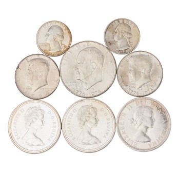 USA/Kanada / Silber - Kleines, 8tlg Konvolut,