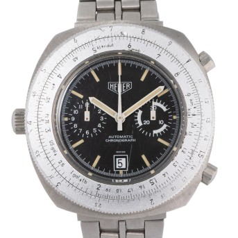 HEUER Vintage "Calculator" Herren Chronograph, Ref. 110.633 M. Ca. 1970er Jahre.