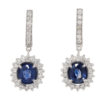 Ohrringe mit Ceylon-Saphiren und Brillanten