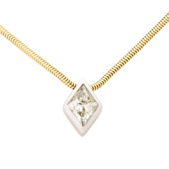 Diamantanhänger in Rautenform 0,96 ct. an Schlangenkette,