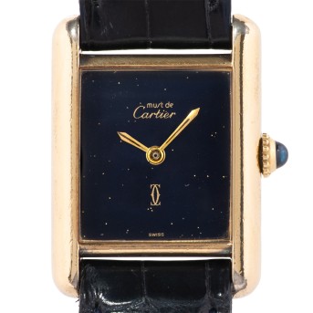 CARTIER Tank Vermeil PM "Starry Night" Damenuhr mit Box und Papieren, 1978.